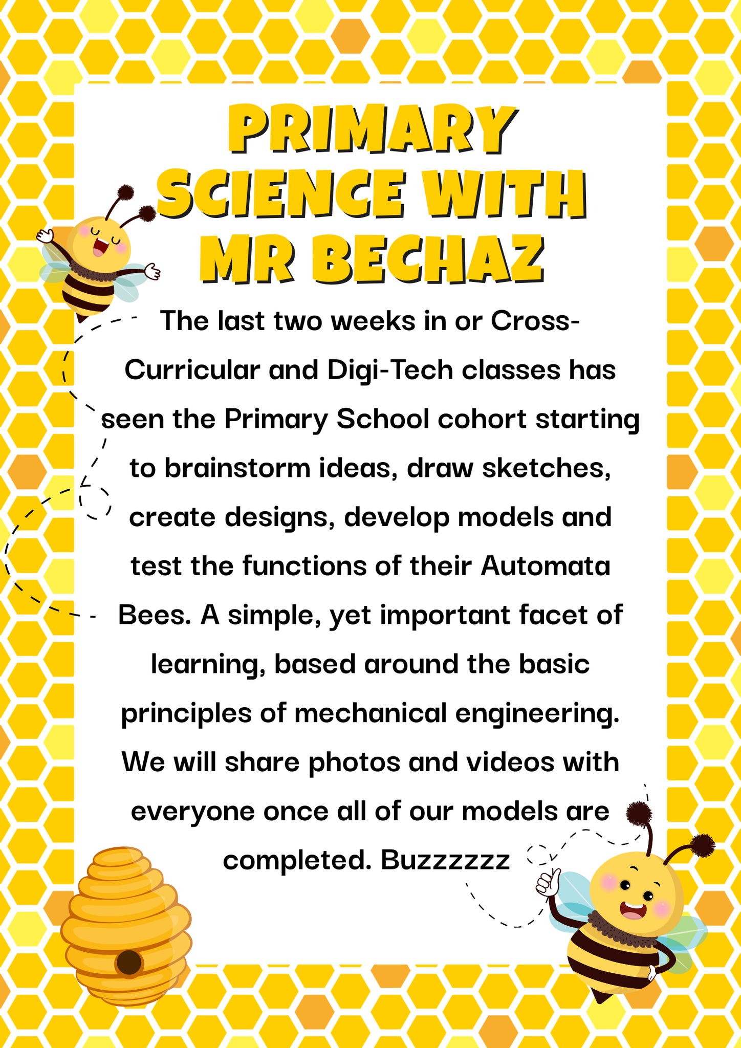 Yellow Cartoon Style Bee Themed Classroom Rules Poster.png